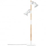 BRILLIANT 82156/05 | Plow Brilliant podna svjetiljka 153,5cm sa nožnim prekidačem elementi koji se mogu okretati 2x E27 bijelo, drvo