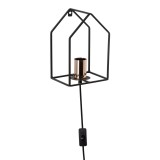 BRILLIANT 93693/29 | HomeB Brilliant zidna svjetiljka sa prekidačem na kablu 1x E27 crno, crveni bakar