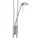 BRILLIANT G93035/13 | FinnB Brilliant podna svjetiljka 180cm s prekidačem elementi koji se mogu okretati 1x LED 1600lm + 1x LED 380lm 3000K satenski nikal, krom