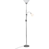 BRILLIANT G98811/05 | Spari Brilliant podna svjetiljka 180cm sa prekidačem na kablu elementi koji se mogu okretati 1x E27 810lm + 1x LED 240lm 2700K srebrno, bijelo, crno