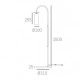 COSMOLIGHT F01145BK | Bow-COS Cosmolight podna svjetiljka 150cm sa nožnim prekidačem 1x E27 crno, bijeli mramor, opal