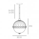 COSMOLIGHT P01213BK | Pralines Cosmolight visilice svjetiljka kuglasta s podešavanjem visine 1x E27 crno, mesing, acidni