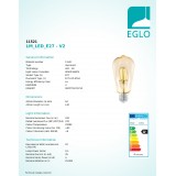 EGLO 11521 | E27 4W -> 22W Eglo Edison ST64 LED izvori svjetlosti filament 220lm 2200K 360° CRI>80