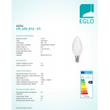 EGLO 11711 | E14 5W -> 40W Eglo oblik svijeće C35 LED izvori svjetlosti Relax & Work 470lm 2700 - 4000K jačina svjetlosti se može podešavati, sa podešavanjem temperature boje s impulsnim prekidačem 230° CRI>80