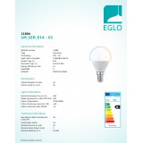 EGLO 11804 | E14 5W -> 35W Eglo mala kugla P45 LED izvori svjetlosti Access 400lm 2700 <-> 6500K jačina svjetlosti se može podešavati, sa podešavanjem temperature boje, timer, noćno svjetlo CRI>80