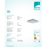 EGLO 13551 | Cabo Eglo stropne svjetiljke svjetiljka četvrtast 6x GU10 3000K krom, bijelo, prozirno