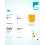 EGLO 13956 | Leonor Eglo stolna svjetiljka sa prekidačem na kablu 1x E27 narančasto