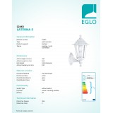 EGLO 22463 | Laterna8 Eglo zidna svjetiljka 1x E27 IP44 bijelo, prozirna