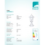 EGLO 22466 | Laterna8 Eglo podna svjetiljka 38,5cm 1x E27 IP44 bijelo, prozirna