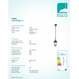 EGLO 22471 | Laterna8 Eglo visilice svjetiljka 1x E27 IP44 crno, prozirna
