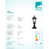EGLO 22472 | Laterna8 Eglo podna svjetiljka 38,5cm 1x E27 IP44 crno, prozirna