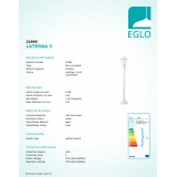 EGLO 22995 | Laterna8 Eglo podna svjetiljka 103cm 1x E27 IP44 bijelo, prozirna