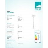 EGLO 22996 | Laterna8 Eglo podna svjetiljka 192cm 3x E27 IP44 bijelo, prozirna