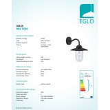 EGLO 30155 | Milton2 Eglo zidna svjetiljka 1x E27 IP44 crno, prozirno