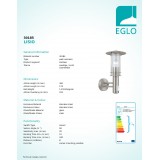 EGLO 30185 | Lisio Eglo zidna svjetiljka sa senzorom 1x E27 IP44 plemeniti čelik, čelik sivo, prozirna