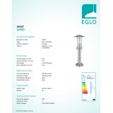 EGLO 30187 | Lisio Eglo podna svjetiljka 50cm 1x E27 IP44 plemeniti čelik, čelik sivo, prozirna
