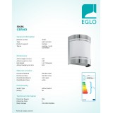 EGLO 30191 | Cerno Eglo zidna svjetiljka 1x E27 IP44 plemeniti čelik, čelik sivo, saten