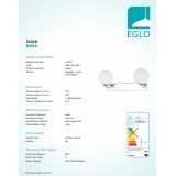 EGLO 31018 | Nina Eglo zidna svjetiljka 2x G9 900lm krom, opal mat, bijelo