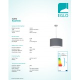 EGLO 31573 | Eglo-Pasteri-G Eglo visilice svjetiljka okrugli 1x E27 mat sivo, bijelo, poniklano mat
