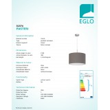 EGLO 31574 | Eglo-Pasteri-A Eglo visilice svjetiljka 1x E27 mat braon, bijelo, poniklano mat