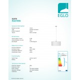 EGLO 31575 | Eglo-Pasteri-W Eglo visilice svjetiljka okrugli 1x E27 bijelo mat, poniklano mat