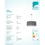 EGLO 31577 | Eglo-Pasteri-G Eglo visilice svjetiljka okrugli 1x E27 mat sivo, bijelo, poniklano mat