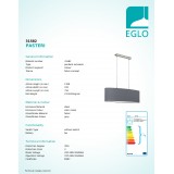 EGLO 31582 | Eglo-Pasteri-G Eglo visilice svjetiljka 2x E27 mat sivo, bijelo, poniklano mat