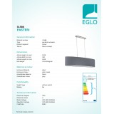 EGLO 31586 | Eglo-Pasteri-G Eglo visilice svjetiljka 2x E27 mat sivo, bijelo, poniklano mat