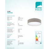 EGLO 31589 | Eglo-Pasteri-T Eglo stropne svjetiljke svjetiljka 1x LED 950lm 3000K mat taupe, bijelo, poniklano mat