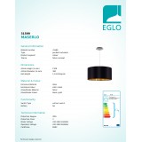 EGLO 31599 | Eglo-Maserlo-BG Eglo visilice svjetiljka okrugli 1x E27 blistavo crna, zlatno, nikel