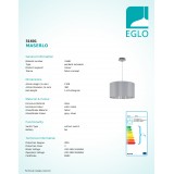 EGLO 31601 | Eglo-Maserlo-GS Eglo visilice svjetiljka okrugli 1x E27 sivo, srebrno, poniklano mat