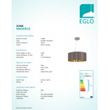 EGLO 31608 | Eglo-Maserlo-CG Eglo visilice svjetiljka okrugli 3x E27 svijetlucavi cappuchino, zlatno, poniklano mat