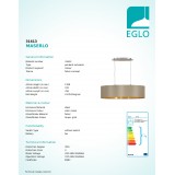 EGLO 31613 | Eglo-Maserlo-TG Eglo visilice svjetiljka ovalni 2x E27 taupe, zlatno, poniklano mat