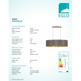 EGLO 31614 | Eglo-Maserlo-CG Eglo visilice svjetiljka ovalni 2x E27 svijetlucavi cappuchino, zlatno, poniklano mat