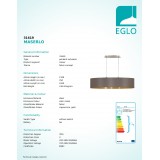 EGLO 31619 | Eglo-Maserlo-CG Eglo visilice svjetiljka ovalni 2x E27 svijetlucavi cappuchino, zlatno, poniklano mat