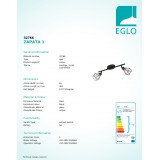 EGLO 32766 | Zapata Eglo spot svjetiljka elementi koji se mogu okretati 2x G9 720lm 3000K crno, jantar