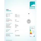 EGLO 32821 | Fabessa Eglo visilice svjetiljka 1x E27 poniklano mat, bijelo