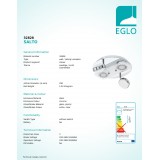 EGLO 32828 | Salto Eglo stropne svjetiljke svjetiljka elementi koji se mogu okretati 2x LED 1280lm + 2x LED 360lm 3000K krom, bijelo, prozirna