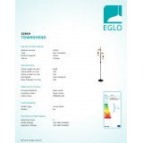 EGLO 32919 | Townshend Eglo podna svjetiljka 166,5cm sa prekidačem na kablu 2x E27 crno, smeđe