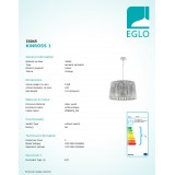 EGLO 33045 | Kinross-1 Eglo visilice svjetiljka 1x E27 antik bijela