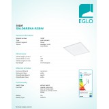 EGLO 33107 | Salobrena-RGBW Eglo spušteni plafon RGBW LED panel četvrtast daljinski upravljač jačina svjetlosti se može podešavati, promjenjive boje 1x LED 2400lm 4000K bijelo