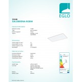 EGLO 33108 | Salobrena-RGBW Eglo spušteni plafon RGBW LED panel pravotkutnik daljinski upravljač jačina svjetlosti se može podešavati, promjenjive boje 1x LED 2400lm 4000K bijelo