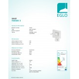 EGLO 33157 | Faedo Eglo reflektor svjetiljka - Samsung Chip sa senzorom, svjetlosni senzor - sumračni prekidač elementi koji se mogu okretati 1x LED 1800lm 4000K IP44 bijelo, prozirna