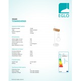 EGLO 33163 | Townshend Eglo stolna svjetiljka 50cm sa prekidačem na kablu 1x E27 bijelo, smeđe