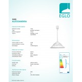 EGLO 3355 | Alassandra Eglo visilice svjetiljka s podešavanjem visine 1x E27 bijelo, alabaster