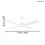 EGLO 35088 | Bondi-1 Eglo ventilator stropne svjetiljke daljinski upravljač timer, UV odporna plastika UV bijelo mat