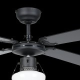 EGLO 35122 | Fortaleza Eglo ventilatorska lampa stropne svjetiljke 2x s poteznim prekidačem 1x E27 crno mat, boja hrasta, opal