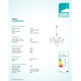 EGLO 39114 | Carpento Eglo luster svjetiljka 8x E14 krom, bijelo, kristal