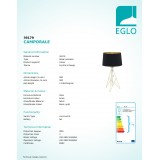 EGLO 39179 | Camporale Eglo stolna svjetiljka 56cm s poteznim prekidačem 1x E27 zlatno, crno