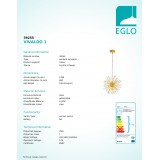EGLO 39255 | Vivaldo1 Eglo visilice svjetiljka 21x G4 2100lm zlatno, prozirna
